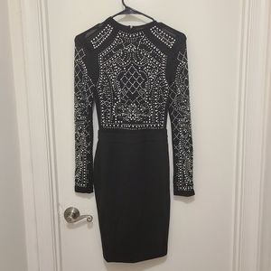 Black Dress with Sheer Pearl Covered Top